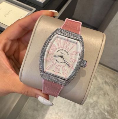Franck Muller Vanguard V32 White Face Pink Band Imported Movement 32*42mm Diamond Watch